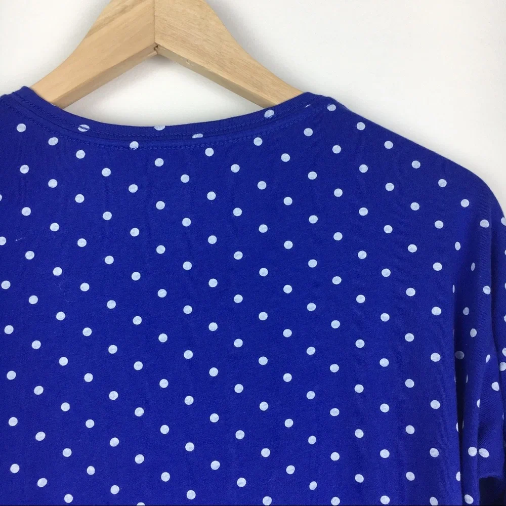 Old Navy‎ Kids Girls Size Large 10 12 Blue White Polka Dot Long Sleeve Shirt Top
